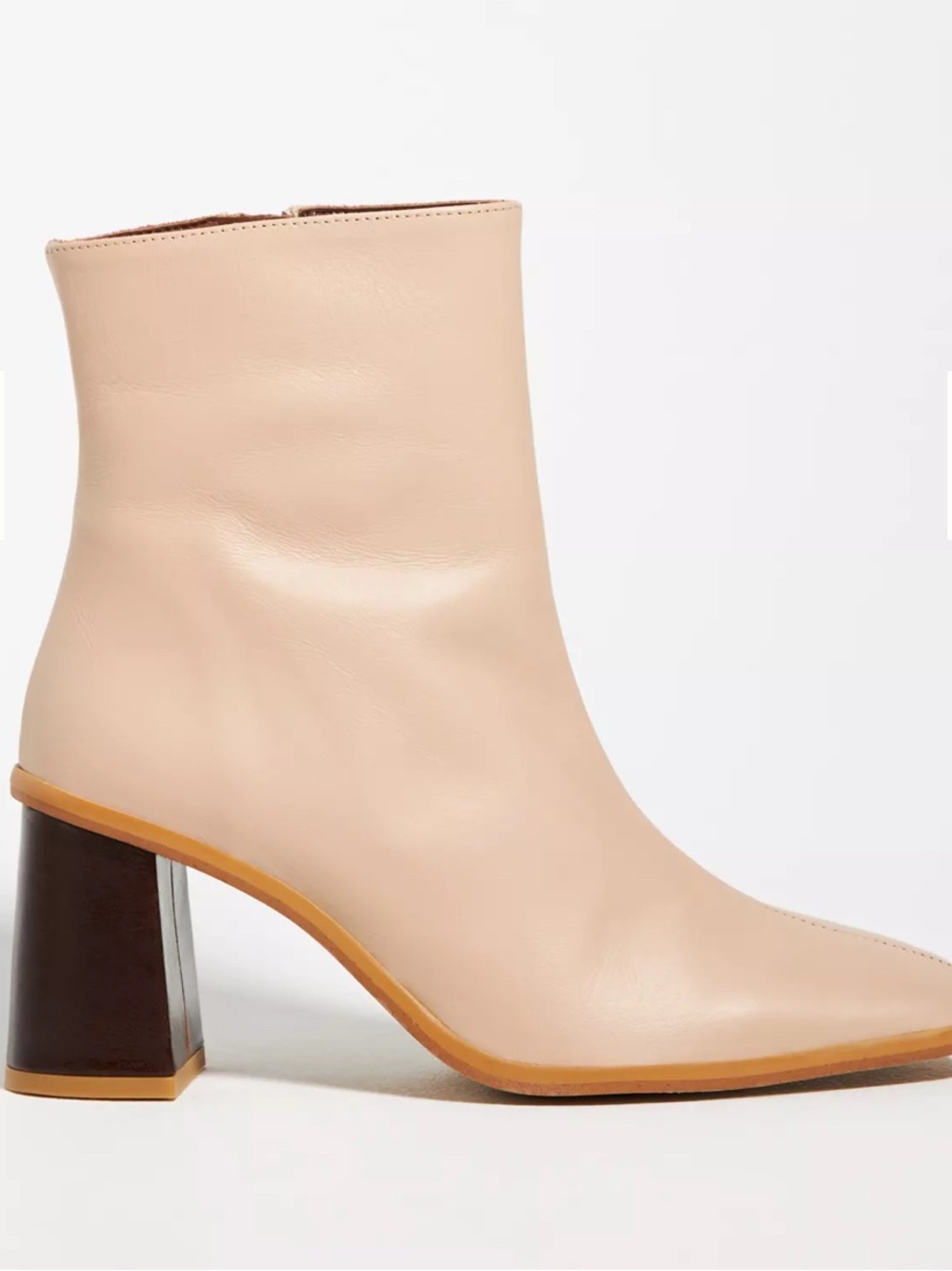 ALOHAS Cream Leather Heeled Ankle Boots, comfortable